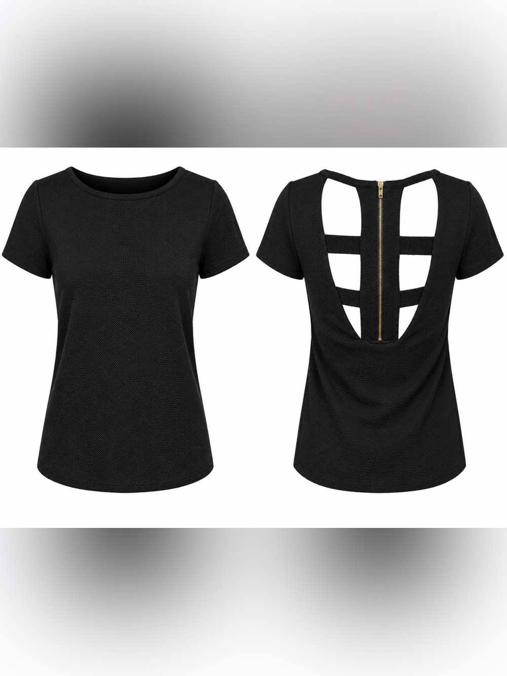 Annabelle USA Black Textured Open Back Strappy Top Size Small